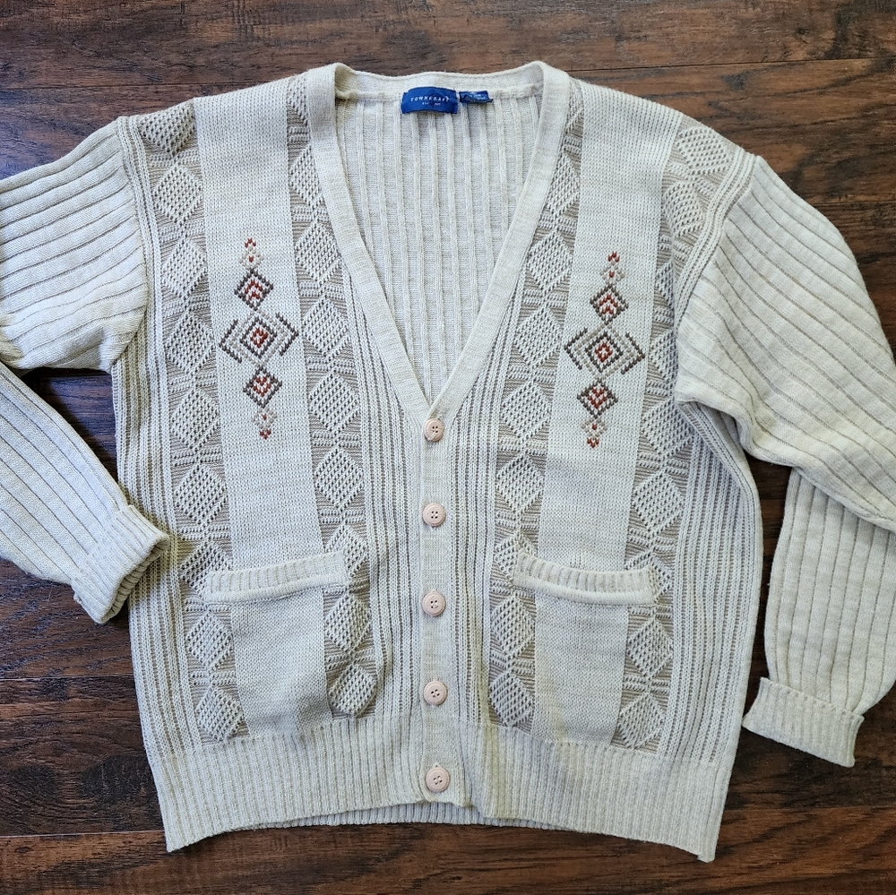 Vintage Towncraft V-neck Knit Cardigan Sweater
